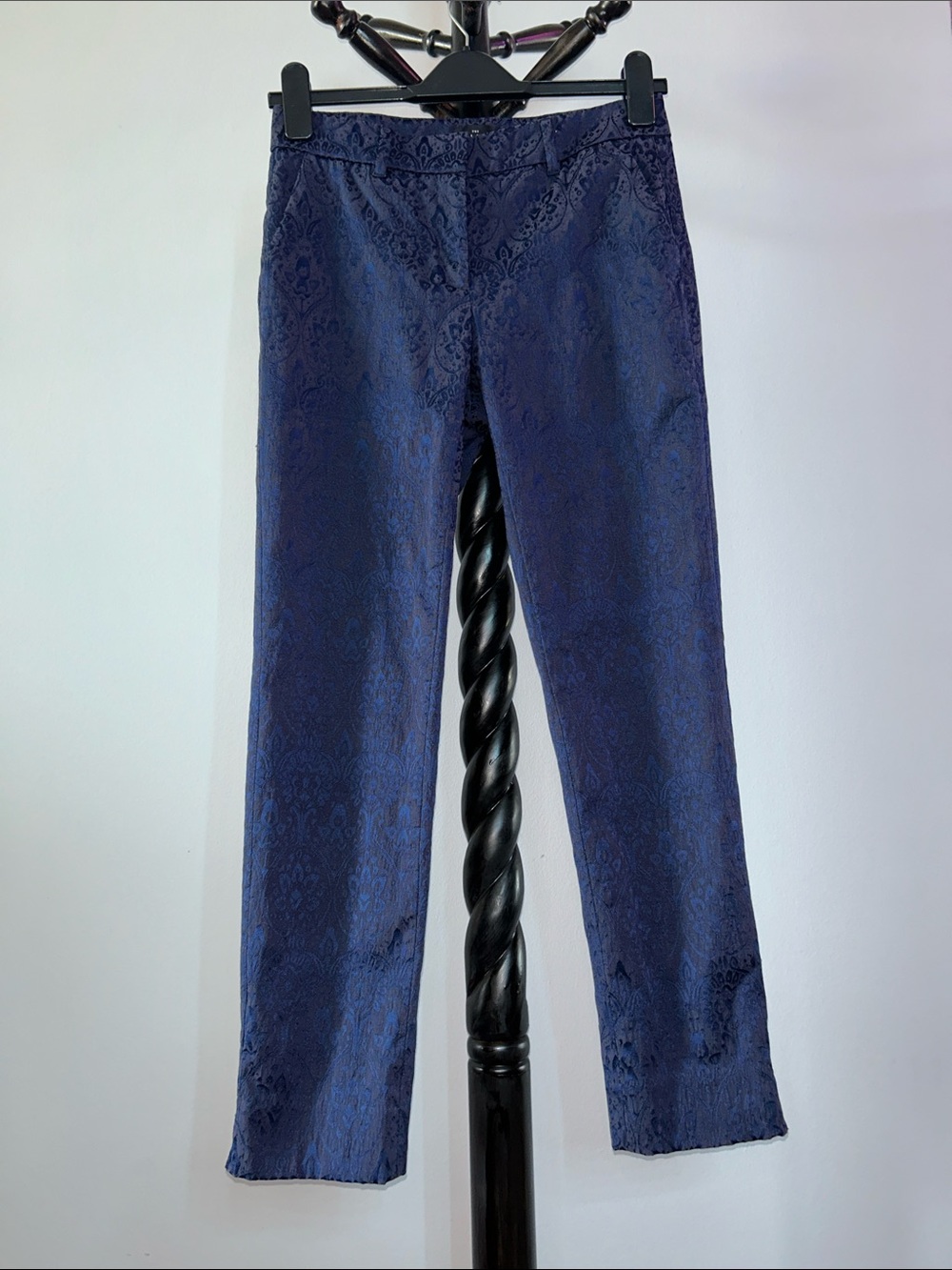 White House Black Market Navy Jacquard Dress Pants 8.T